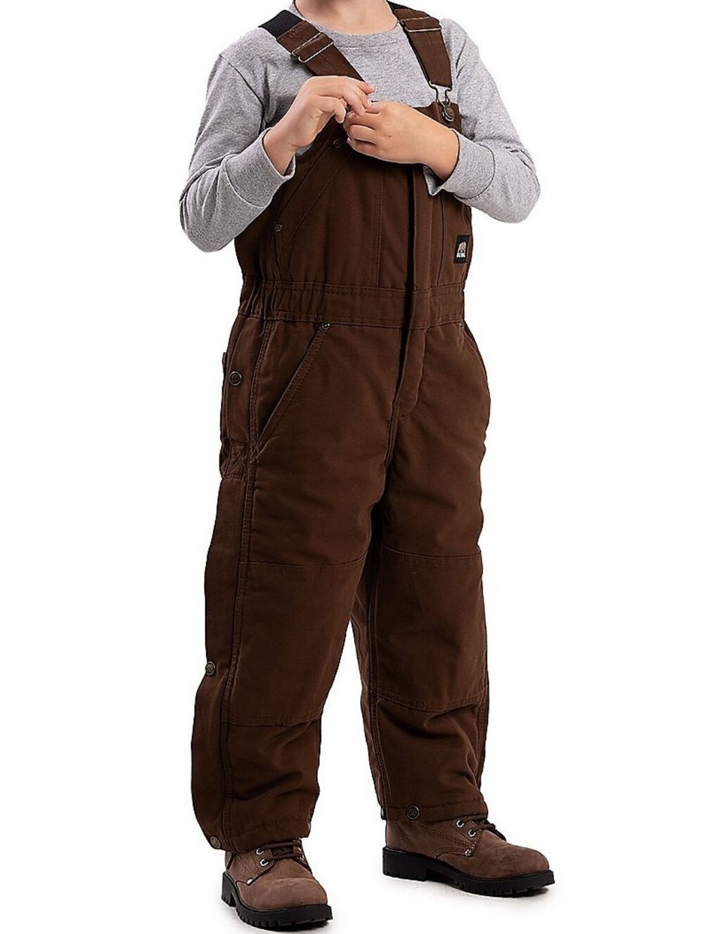BERNE Insulated Bib Overall Brown Duck Canvas Zip Legs Youth Boys Large 14-16 - Picture 5 of 5